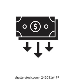 Dollar arrow decrease icon design, cash money with arrow symbol, vector illustration