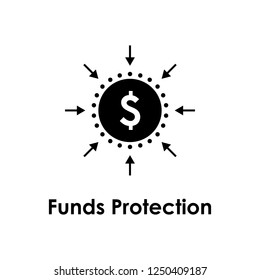 dollar, arrow, funds protection icon. One of the business collection icons for websites, web design, mobile app