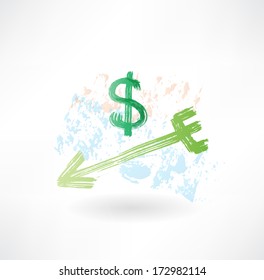 Dollar arrow grunge icon