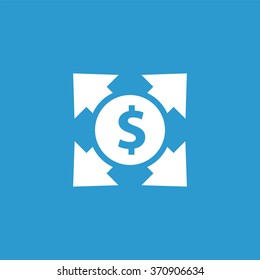 dollar arrow icon, on blue background