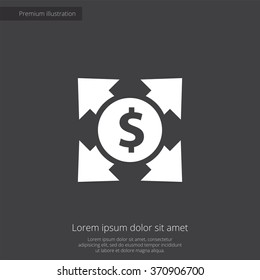 dollar arrow icon, on dark background
