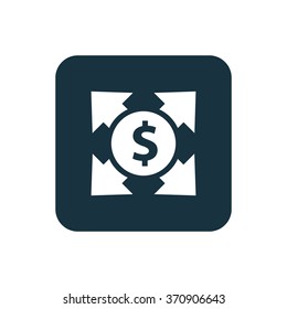 dollar arrow icon, on white background