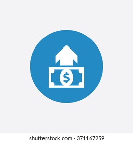 dollar arrow icon, on white background