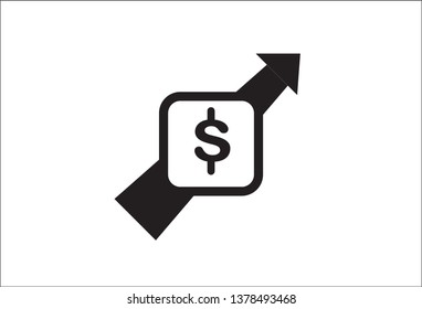 dollar arrow increase icon. Money arrow symbol. economy stretching rising up. Business profit increased. Higher cost,  vector illustration