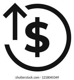 dollar arrow up rate increase price value finance icon sign rising business