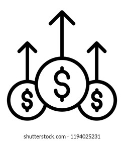Dollar with up arrows denoting dollar currency rate increase 