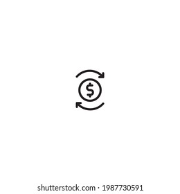 dollar with arrows icon isolated on white background