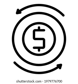 Dollar arrows icon. Outline Dollar arrows vector icon for web design isolated on white background