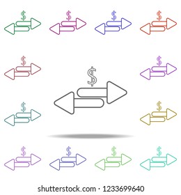 dollar arrows line icon. Elements of Bank in multi color style icons. Simple icon for websites, web design, mobile app, info graphics