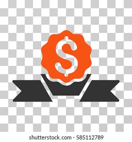 Dollar Award icon. Vector illustration style is flat iconic bicolor symbol, orange and gray colors, transparent background. Designed for web and software interfaces.