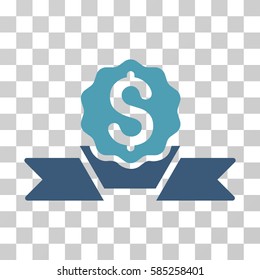 Dollar Award icon. Vector illustration style is flat iconic bicolor symbol, cyan and blue colors, transparent background. Designed for web and software interfaces.
