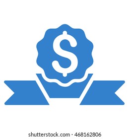 Dollar Award icon. Vector style is flat iconic symbol with rounded angles, cobalt color, white background.