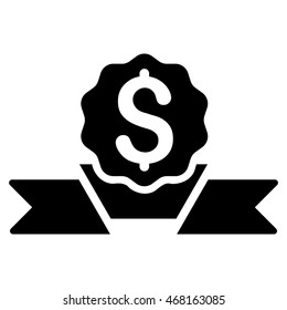 Dollar Award icon. Vector style is flat iconic symbol with rounded angles, black color, white background.