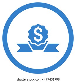Dollar Award rounded icon. Vector illustration style is flat iconic symbol, cobalt color, white background.