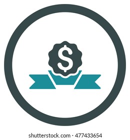 Dollar Award rounded icon. Vector illustration style is flat iconic bicolor symbol, soft blue colors, white background.