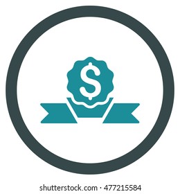 Dollar Award vector bicolor rounded icon. Image style is a flat icon symbol inside a circle, soft blue colors, white background.