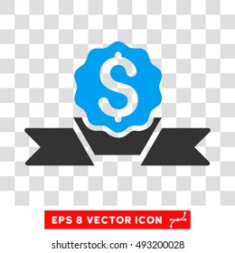 Dollar Award vector icon. Image style is a flat blue and gray pictogram symbol.