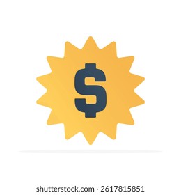 dollar badge icon, colored flat vector. modern and minimalist design.