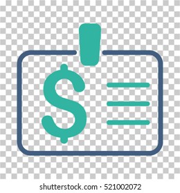 Dollar Badge icon. Vector pictogram style is a flat bicolor symbol, cobalt and cyan colors, chess transparent background. Designed for software and web interface toolbars and menus.