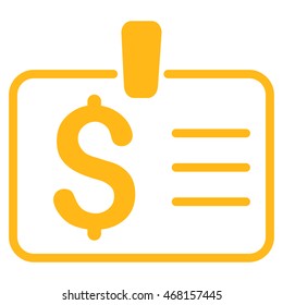 Dollar Badge icon. Vector style is flat iconic symbol with rounded angles, yellow color, white background.