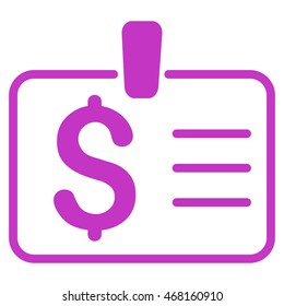 Dollar Badge icon. Vector style is flat iconic symbol with rounded angles, violet color, white background.