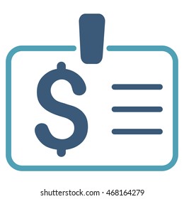 Dollar Badge icon. Vector style is bicolor flat iconic symbol with rounded angles, cyan and blue colors, white background.
