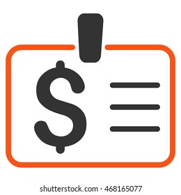 Dollar Badge icon. Vector style is bicolor flat iconic symbol with rounded angles, orange and gray colors, white background.