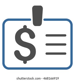 Dollar Badge icon. Vector style is bicolor flat iconic symbol with rounded angles, cobalt and gray colors, white background.