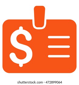Dollar Badge icon. Vector style is flat iconic symbol with rounded angles, orange color, white background.