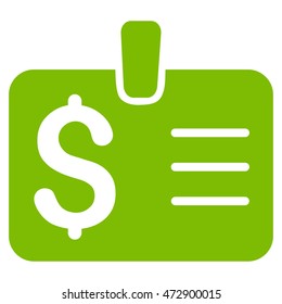 Dollar Badge icon. Vector style is flat iconic symbol with rounded angles, eco green color, white background.