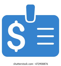 Dollar Badge icon. Vector style is flat iconic symbol with rounded angles, cobalt color, white background.
