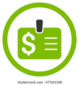 Dollar Badge rounded icon. Vector illustration style is flat iconic bicolor symbol, eco green and gray colors, white background.