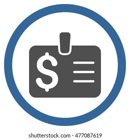 Dollar Badge vector bicolor rounded icon. Image style is a flat icon symbol inside a circle, cobalt and gray colors, white background.