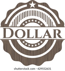 Dollar badge with wood background