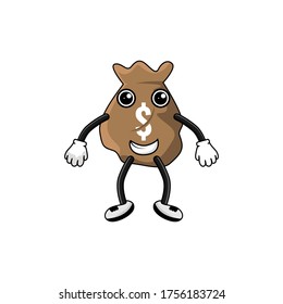 dollar bag cartoon character vector design illustration