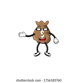 ilustración de diseño vectorial del personaje de dibujos animados de bolsos de dólar