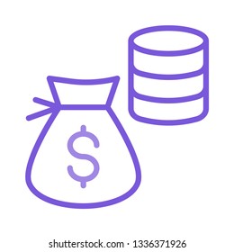 dollar  bag and  coins 