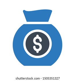dollar bag glyph color vector icon