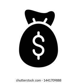 dollar bag glyph flat vector icon