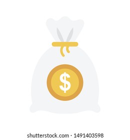 dollar bag glyph flat vector icon