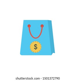 dollar bag glyph flat vector icon