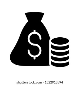 dollar bag glyph icon 