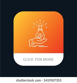 Dollar, Bag, Hand, Business, Capital, Debt, Investment, Savings Mobile App Button. Android and IOS Line Version