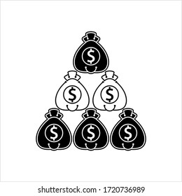 Dollar Bag Icon, Money Bag Icon, Bag Filled With Dollar Bill Vector Art Illustration