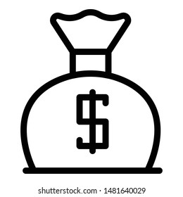 Dollar bag icon. Outline dollar bag vector icon for web design isolated on white background