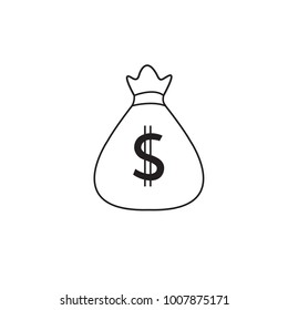 Dollar bag icon vector isolated on white background. Trendy dollar bag icon in flat style. Template for app, ui and logo. Icon dollar bag for your web site. Modern dollar bag icon, EPS 10