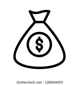 dollar bag line icon