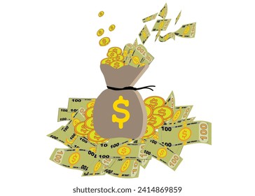 dollar in bag for logo icon isolated on white background. vector illustration. 