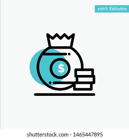 Dollar, Bag, Money, American turquoise highlight circle point Vector icon. Vector Icon Template background