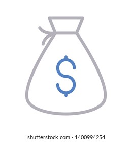 dollar bag vector color line icon